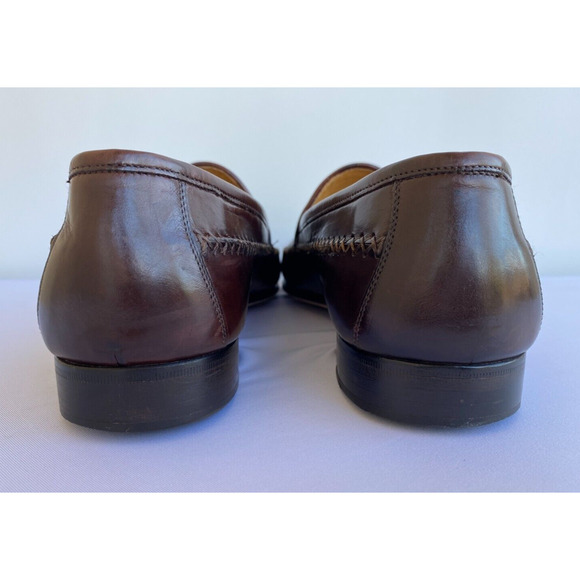 Johnston & Murphy Handcrafted Burgundy Loafer Shoes 9M Genuine Ostrich Italy